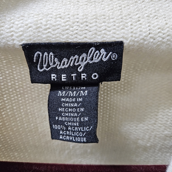 Wrangler Retro Men Or Women's Cream & Teal Aztec Shawl Collar Cardigan Sweater - Picture 5 of 9